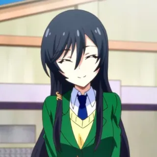 📗 Anime, Schooluniform, Lachend meisje, Cartoon, Schattig telegram sticker