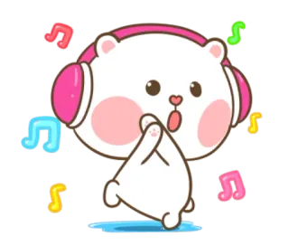 🎶 oso, música, auriculares, lindo, dibujos animados, notas, baile telegram sticker
