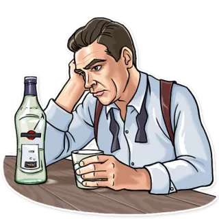 🙁 buồn, người đàn ông, rượu, uống, martini, trầm ngâm telegram sticker