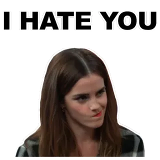 👄 Emma Watson I HATE YOU odio, meme, arrabbiato, celebrità telegram sticker