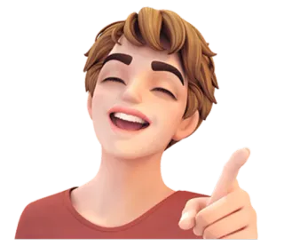 😄 kreskówka, osoba, uśmiechnięty, wskazujący, szczęśliwy, 3D whatsapp sticker
