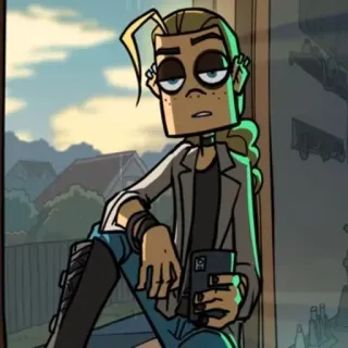 📖 cartoon, emo, teenager, window, phone telegram sticker