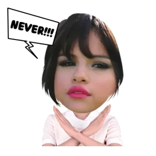 😡 NEVER!!! Selena Gomez, Celebridade, Nunca, Protesto, Negação, Expressão, Pessoa whatsapp sticker