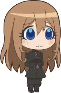 😣 Anime, Militar, Uniforme, Triste, Chibi telegram sticker