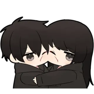 🖤 anime, hug, cute, couple, love telegram sticker