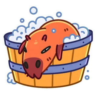 🛀 カピバラ, お風呂, 泡, 動物, 可愛い, げっ歯類 telegram sticker
