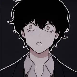 📰 anime, manga, shocked, scared, anime character, cartoon character, black hair whatsapp sticker