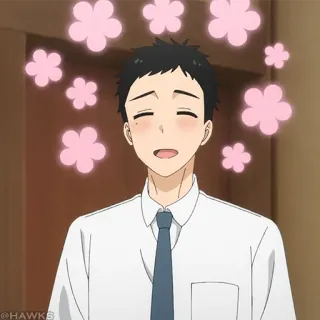 🎎 Anime, Joyeux, Rougir, Fleurs, Uniforme scolaire telegram sticker