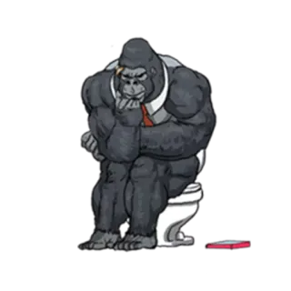 🚽 gorilla, ape, toilet, business, thinking, suit whatsapp sticker