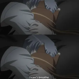🙈 I can't breathe. anime, choking, crying, emotion, suffocation telegram sticker