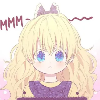 🍼 MMM- fofo, anime, garota, desenho animado, cabelo loiro, olhos grandes telegram sticker