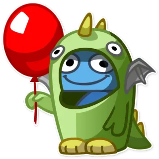 🎈 Phim hoạt hình, Quái vật, Bóng bay, Dễ thương, Xanh lá cây, Rồng, Linh vật telegram sticker
