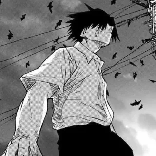 ⛓ Anime, Manga, Garçon, Oiseaux, Ciel telegram sticker