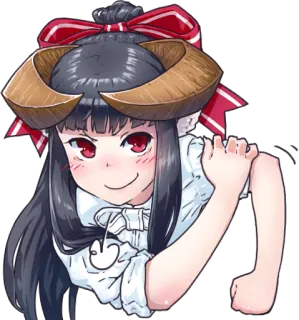 ✊ anime, girl, demon, horns, cute, red eyes telegram sticker