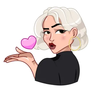 😘 Frau, Herz, Kuss, Luftkuss, blond, Cartoon, Sticker telegram sticker