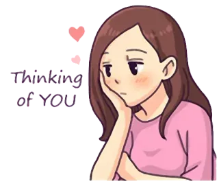 💭 Thinking of YOU thinking, love, cute, girl telegram sticker