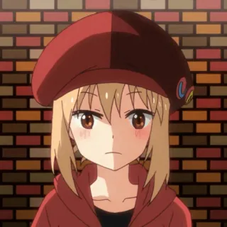 🍧 anime, girl, beret, cute, serious, cartoon telegram sticker