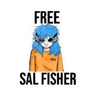 🎸 Sal Fisher FREE SAL FISHER Sal Fisher, Kostenlos, Spielfigur, Salfisher, blaue Haare, Maske telegram sticker