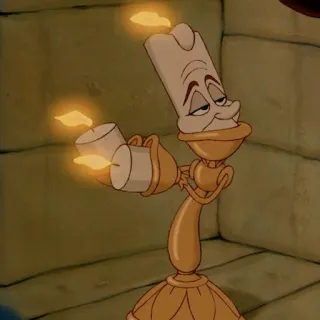 🥀 Lumière Beauty and the Beast candle, candlestick, Disney, animated, cartoon, Lumiere, Beauty and the Beast telegram sticker