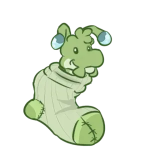 🧦 Hoạt hình, Dễ thương, Xanh lá cây, Vớ, Sinh vật, Kỳ quặc telegram sticker