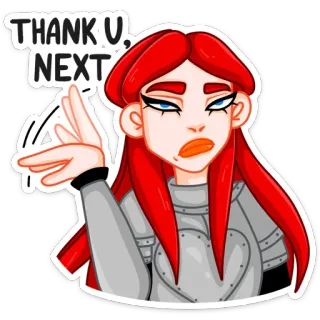 🙄 THANK U, NEXT thank u next, cabelo ruivo, atitude, atrevida, adesivo, mulher whatsapp sticker