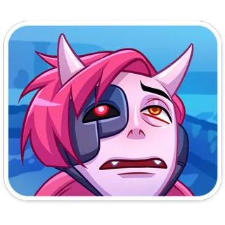 🌟 การ์ตูน, ผมสีชมพู, ตัวละคร, สัตว์ประหลาด, ใบหน้า, ไซบอร์ก telegram sticker