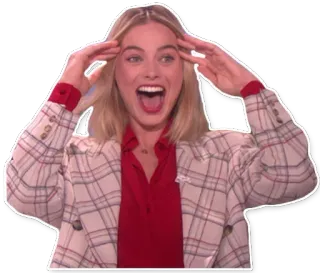 🙆 femme, excitée, heureuse, blonde, portrait whatsapp sticker