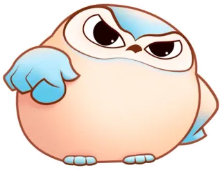 👈 sowa, zły, ptak, kreskówka, słodki, naklejka telegram sticker