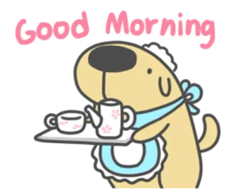 ☕ Good Morning bonjour, chien, dessin animé, mignon, salutation, matin whatsapp sticker
