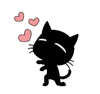 ❤️ gato, corazones, amor, dibujos animados, animal, pegatina whatsapp sticker