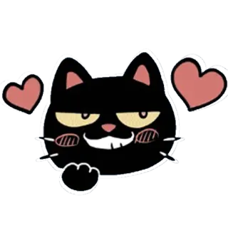 🖤 gatto, gatto nero, animale, carino, cartone animato, cuore, amore telegram sticker