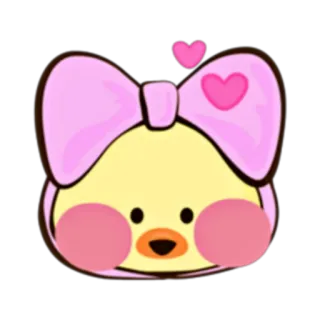🐥 cute, kawaii, duck, cartoon, pink, bow, heart, adorable telegram sticker