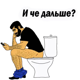 😢 И че дальше? toilet, man, telefoon, zitten telegram sticker