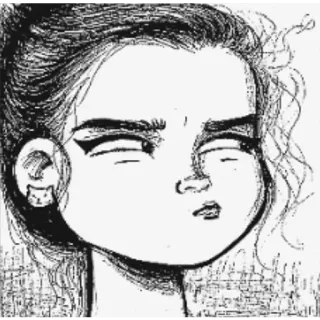 😏 Frau, Cartoon, Skizze, Zeichnung, Mädchen, Porträt telegram sticker