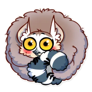 😳 キツネザル, 動物, かわいい, マンガ, ステッカー, 哺乳類, 目, 野生動物 telegram sticker