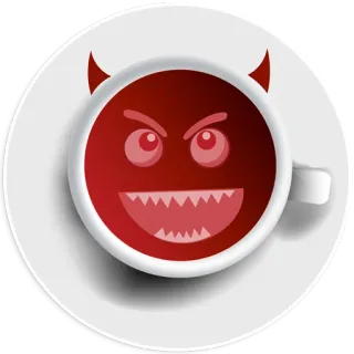 😈 devil, coffee, tea, monster, angry, cup, drink telegram sticker