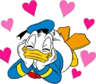 😍 Donald Duck мультфильм, диcней, дональд дак, любовь, сердечки, милый, привязанность, анимированный telegram sticker