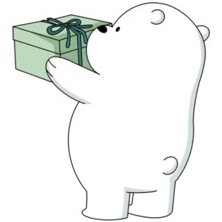 🎁 Ice Bear We Bare Bears мультфильм, медведь, белый медведь, подарок, презент, милый telegram sticker