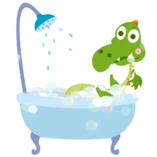😣 крокодил, ванная комната, ванна, пузырь, милый, животное telegram sticker
