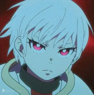 ♥️ anime, manga, character, red eyes, white hair, animation telegram sticker