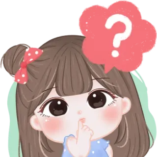 🍓 女孩, 问号, 思考, 卡通, 可爱 telegram sticker