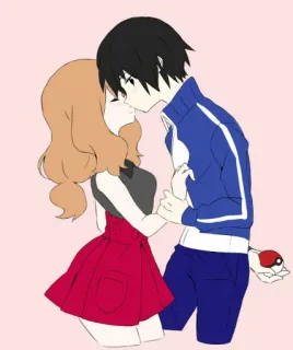 😘 Ash Ketchum, Serena Pokemon anime, Pokemon, love, romance, kiss telegram sticker