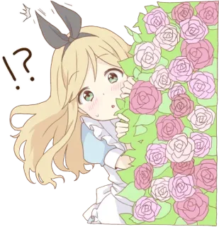 🤔 Alice Alice in Wonderland Anime, Kraina Czarów, Alicja, Dziewczyna, Róże, Słodkie, Kawaii telegram sticker