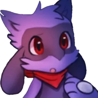 😯 cartoon, animal, purple, red, furry, cute, character telegram sticker