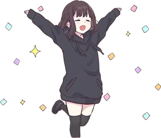 😄 Anime, Meisje, Glitters, Schattig, Kawaii whatsapp sticker