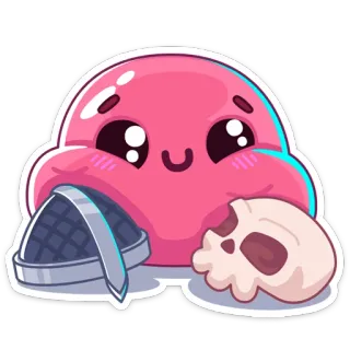 ☺️ Schleim, Ritter, Schädel, Helm, süß, Fantasy whatsapp sticker