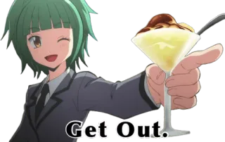 👈 Get Out. Anime, Dessert, Ragazza, Testo, Assassination Classroom telegram sticker