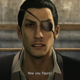 😔 Goro Majima Yakuza How you figure? yakuza, Goro Majima, benda sull'occhio, videogioco telegram sticker