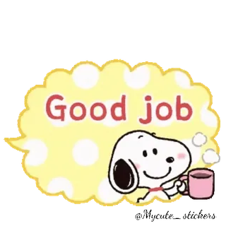 👏 Snoopy Good job Snoopy, bien hecho, positivo, Peanuts, dibujos animados telegram sticker