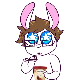 🍦 White Chocolate Raspberry Truffle Cartone animato, Gelato, Coniglio, Dolce, Cibo, Haagen-Dazs, Animale telegram sticker